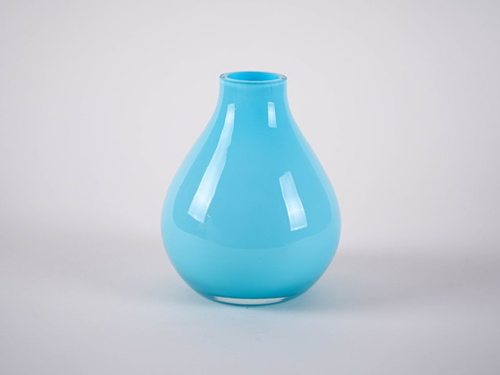 Image 1 of Light blue glass vase, Danish design, 1970s, made in Denmark