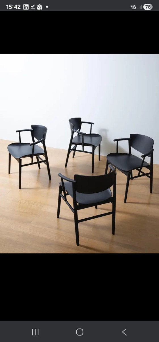 Image 1 of 6x Sillas Frits Hansen N01 negras - Arne Jacobsen