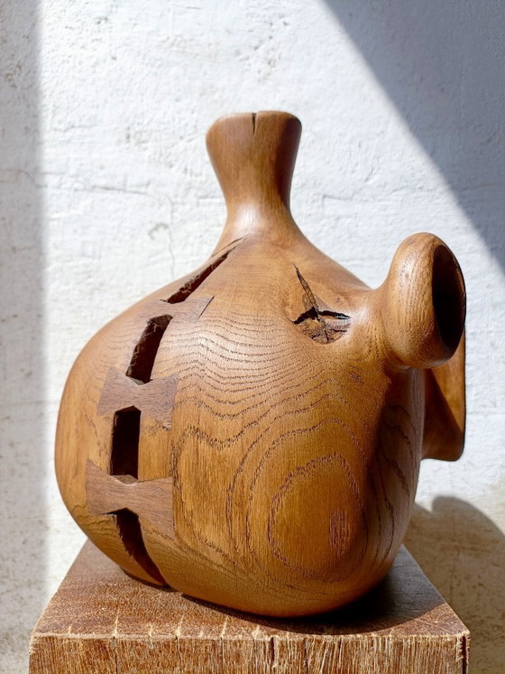 Large Vase / Sculpture in Solid Carved Oak – Wood (photo 4 of 11)