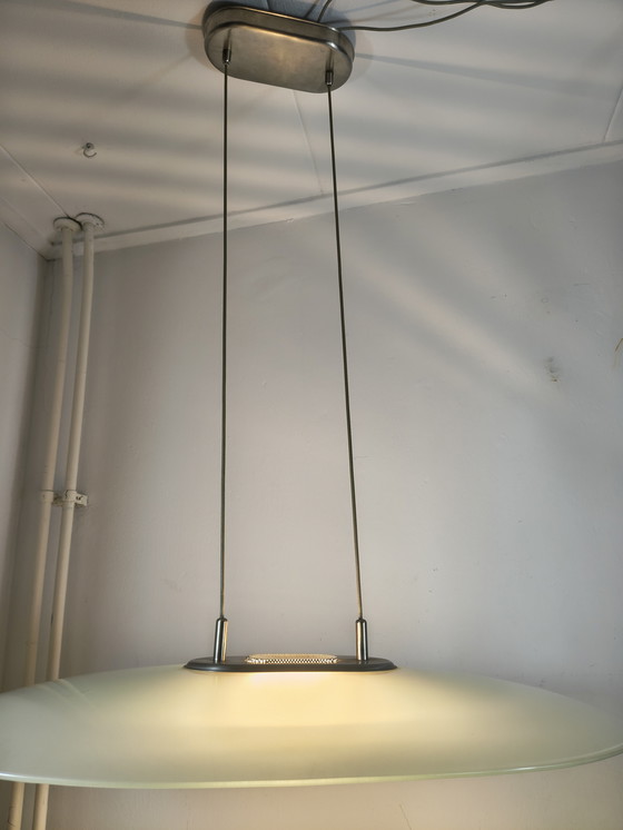 Image 1 of Vintage Ovale glazen design hanglamp jaren 90