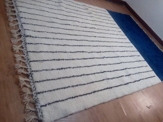Handgewebter marokkanischer Teppich - tiefblaues Muster - Wolle - 306 x 201 cm – Teppiche & Läufer, Wool (photo 5 of 7)