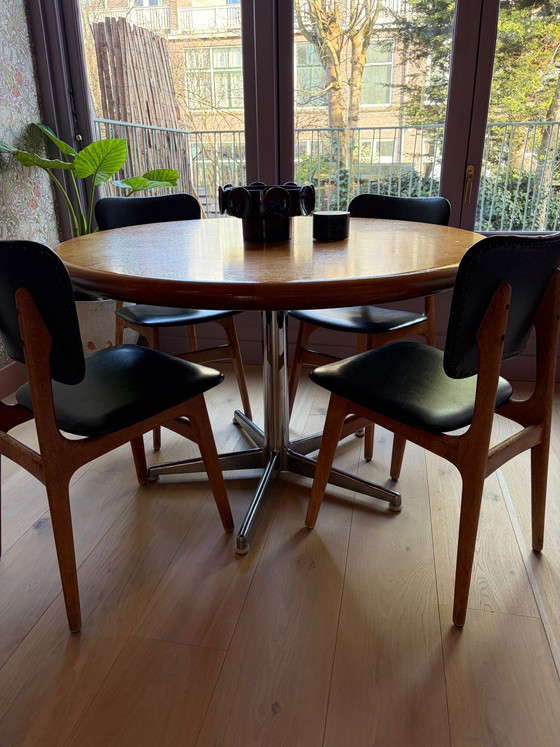 Image 1 of Round Teak Dining Table Vintage 60s-70s