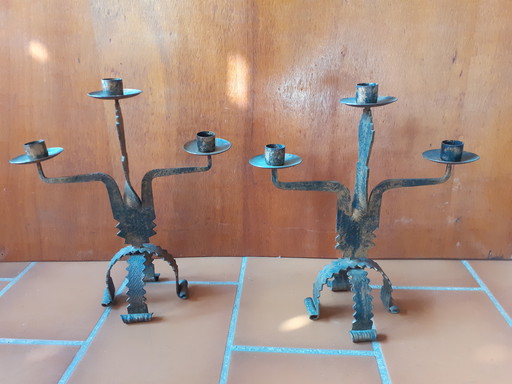 2 Brutalist candlesticks from the '70s