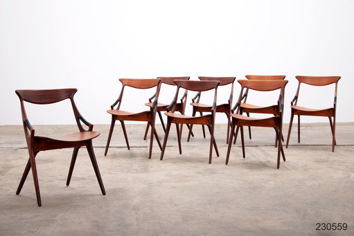 Arne Hovmand Olsen per Mogens Kold, 1960 8 sedie da pranzo modello 71,