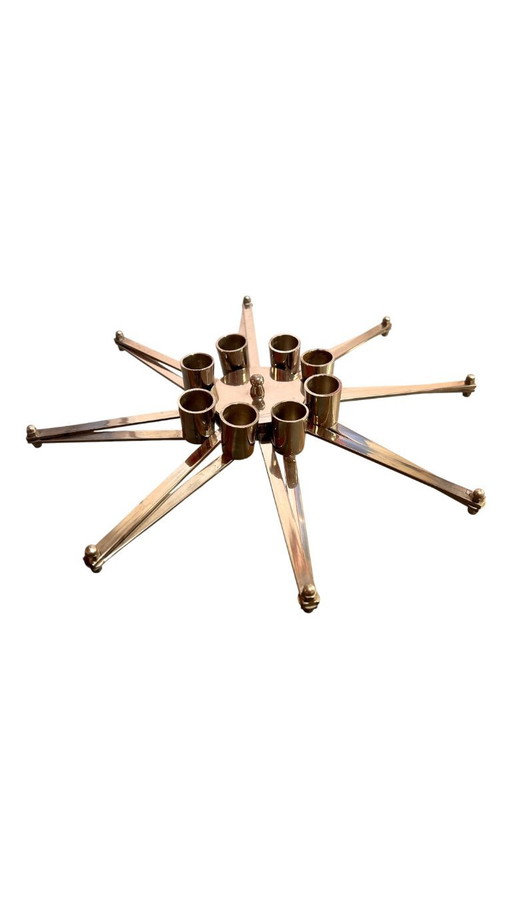 Chrome steel star-shaped Candle holder, 1970s
