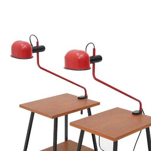 Lampada a morsetto in metallo rosso Fabbian, anni '80 - 2 disponibili