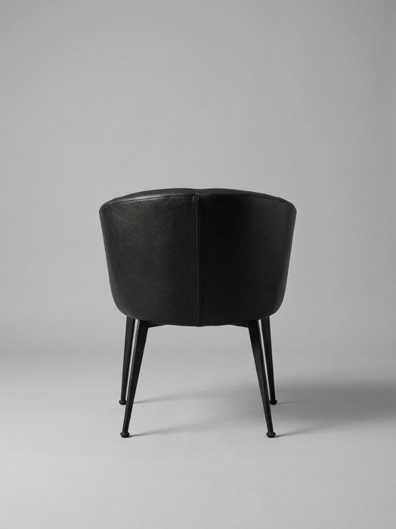 Set of 4 SITINO Armchairs in Black Buffalo Leather, Belgian Design, Dining chairs (photo 4 of 7)