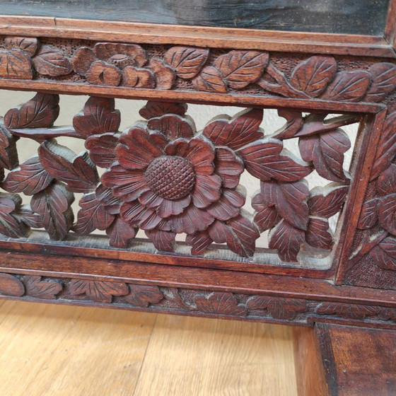 Image 1 of Paravent de cheminée ancien asiatique en bois, paravent décoratif