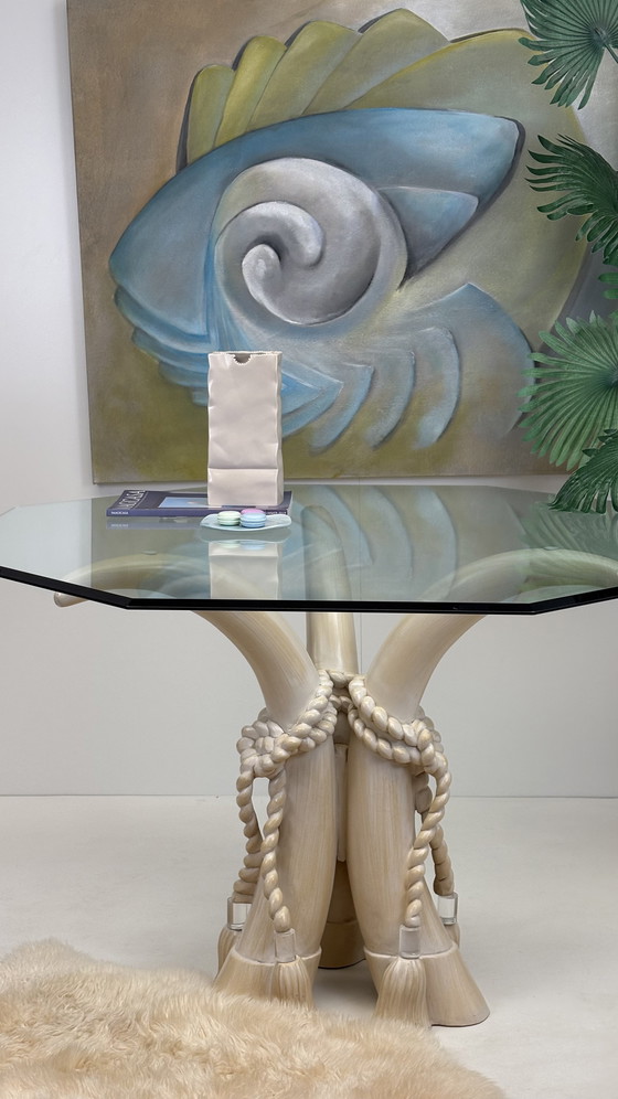 Image 1 of Italian Design Sergio Longoni Vintage Dining Table Glass Top