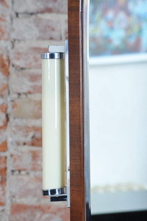 Restored Art Deco Dressing Mirror, Walnut, Revived Polish, Czech, 1930s – opbergkast, Glass, Wood (photo 2 of 14)