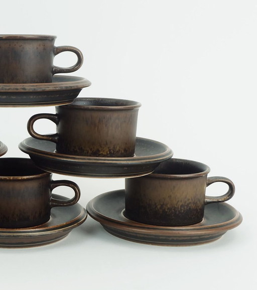 6 TAZZE DA CAFFÈ con piattini arabia ruska ulla procope anni '60