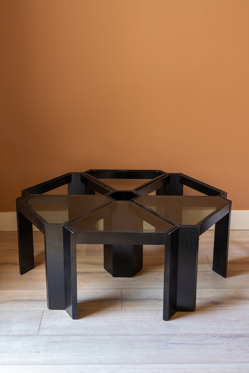 Porada Arredi Stackable Modular Tinted Glass Side Coffee Tables, Set of 6