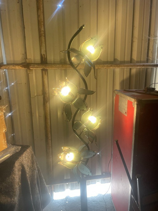 Lampe sur pied en forme de lotus avec 4 fleurs