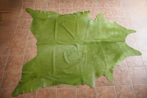 Limettengrüner Kuhfellteppich 278 Cm X 233 Cm