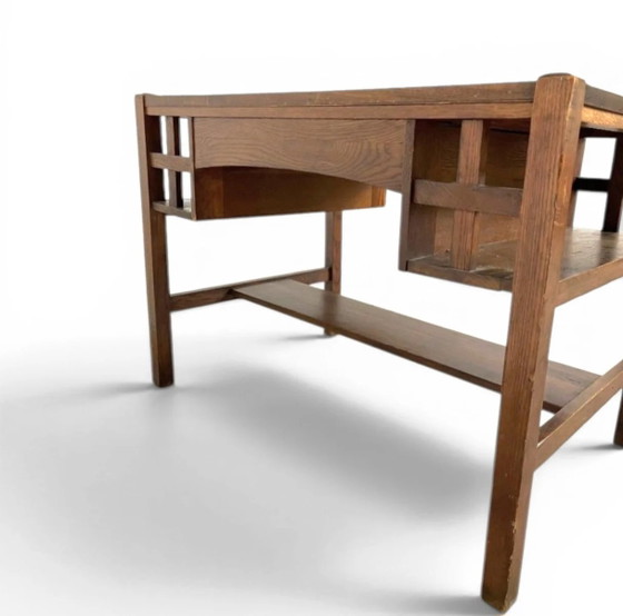 Early 20th-century oak Arts and Crafts desk by Bourn - Hadley USA / 1920s / USA / Stickley Brothers (photo 6 of 7)