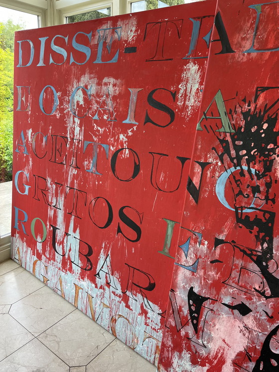 Image 1 of Erik De Bruijn Schilderijen - 2 Stuks Van 2m Bij 2m