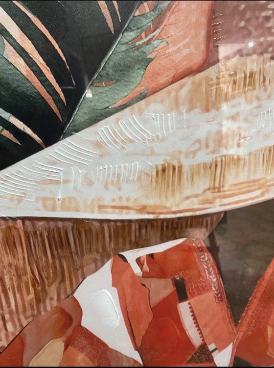 Image 1 of Extra groot boho-chic schilderij – Gestileerd tropisch modeportret