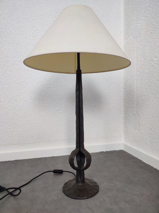Image 1 of 1970S - cast iron - BRUTALIST lamp 