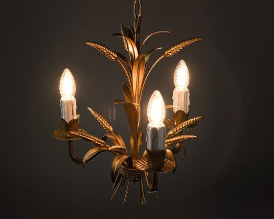 Image 1 of Lustre original Hans Kögl style épi de blé – Suspension style Hollywood Regency, années 1970