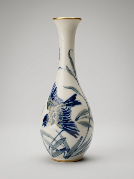 Limoges Porzellan Soliflore Vase – Vogeldekor – 18 cm