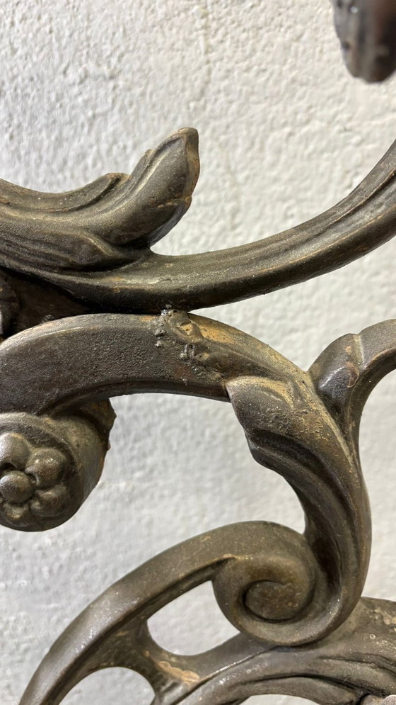 Image 1 of Antique Cast Iron Hall Stand, Victorian Coat Rack with Marble Base, Ornate Hall Tree, 19th Century