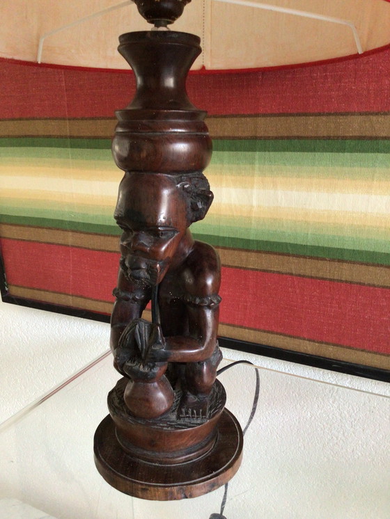Image 1 of Pied de lampe vintage tribal