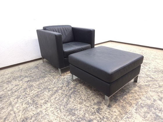 Image 1 of Walter Knoll Foster leren kruk, echt leer, bank, bovenblad