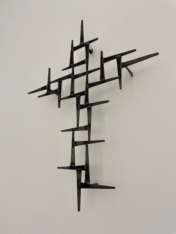 Image 1 of Corey Ellis wandsculptuur ijzer – Brutalistisch 2021