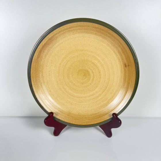 Image 1 of Set van 4 Salins-borden met groene rand, 20e eeuw