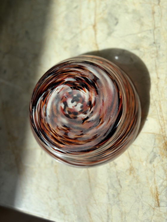 Vintage Murano Style Glass Bowl – Turtle / Tortoiseshell Swirl – Ø 20 cm – Table accessories (photo 6 of 8)