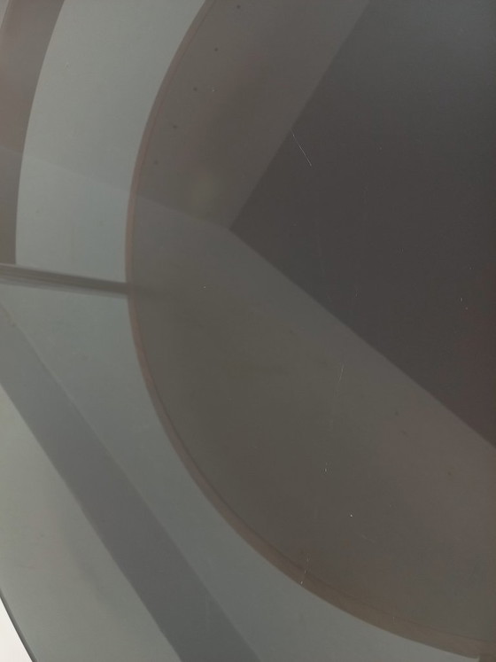 Image 1 of Vintage Italiaanse ronde salontafel uit de jaren 60/70, gemaakt van gebogen palissanderhout, verchroomd metaal en gerookt glas.