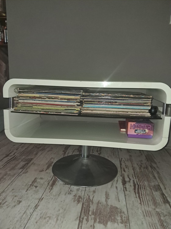 70's Vintage Space Age Side Table Draaibaar – Bijzettafels, Metal, Plastic (photo 4 of 6)