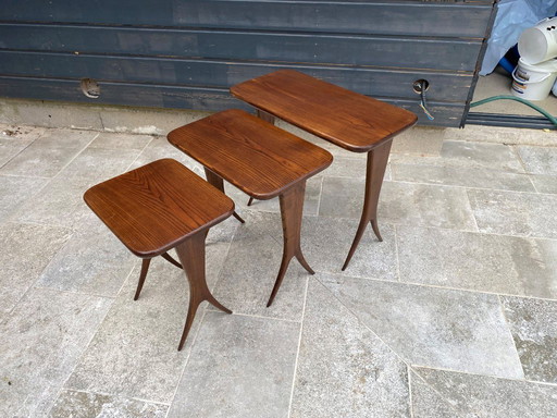 Set of 3 nesting tables by Raphaël Raffel Raphael Scandinavian style vintage 60s 1960