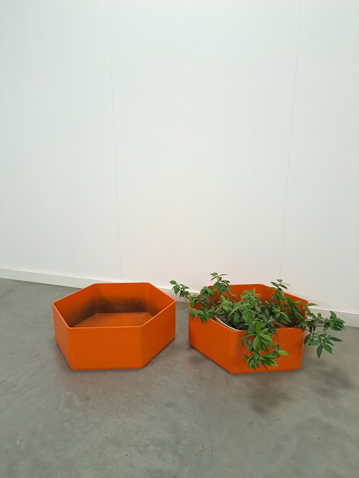 Orange Plastic Flower Box Planter