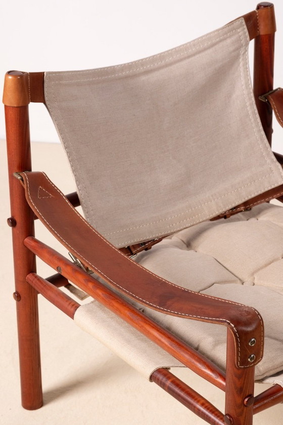 Image 1 of Fauteuil Sirocco d'Arne Norell en frêne et toile, Suède des années 1960