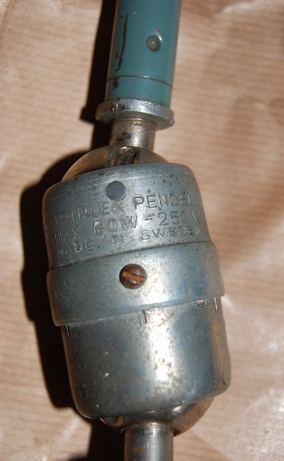 Image 1 of TRIPLEX Pendelleuchte, gelenkige Industrieleuchte, Schweden – Entwurf von Johan Petter Johansson – Werkstatt – 1950er Jahre