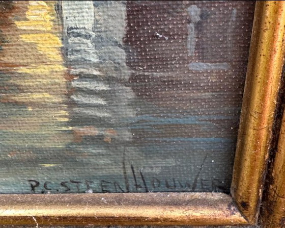 Image 1 of Pieter Cornelis Steenhouwer (1896-1972) - Ville hollandaise avec douves