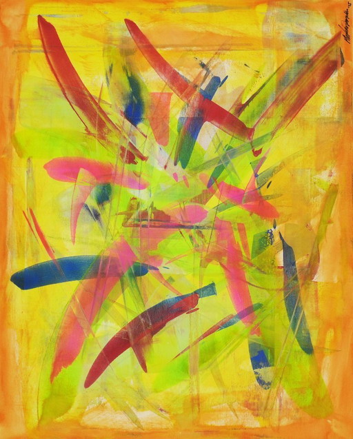 Parscha Mirghawameddin - Confetti Cannon XXL - Artist's Canvas – schilderijen tekeningen