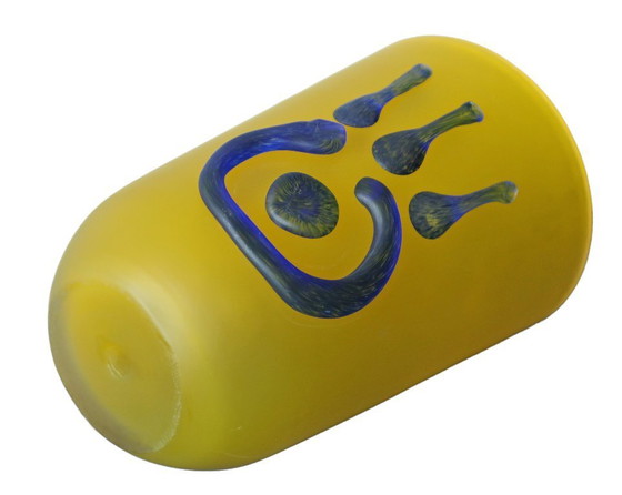 Image 1 of Vaso in vetro opaco, blu/giallo