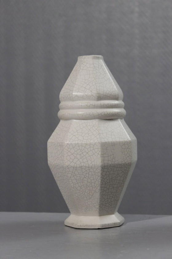 Image 1 of Coppia di vasi in terracotta di Saint Clément Craquelé a smalto periodo Art Déco 1930