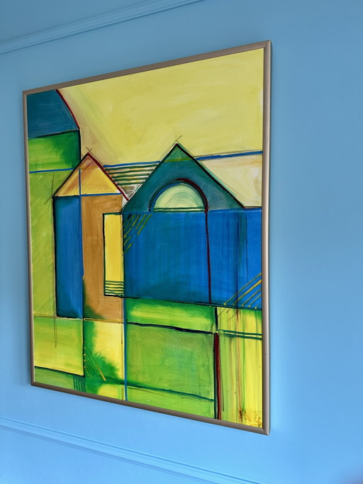 Painting by Anke Peddemors Neon Houses