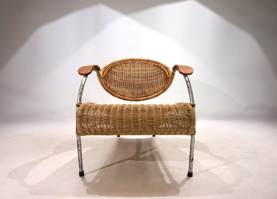 Image 1 of Rotan Streamline loungestoel, 1970