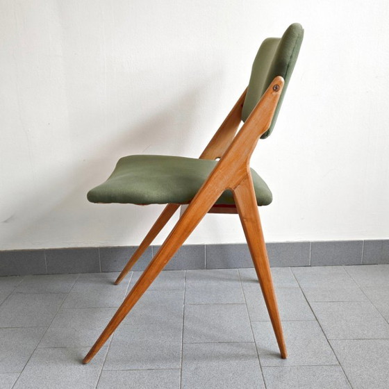 Image 1 of Vintage 1950s Chair with Compass Legs by Gerard Guermonprez, Godfrid Edition, 1950s