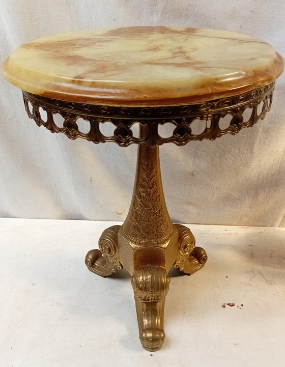 Image 1 of Brass Onyx Table