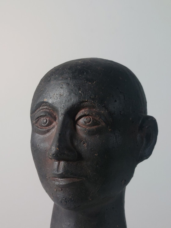 Image 1 of Busto de cabeza de cerámica antiguo, gabinete de curiosidades