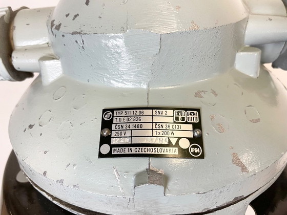 Image 1 of Grey Explosion Proof Lamp with Black Enameled Shade, 1970s