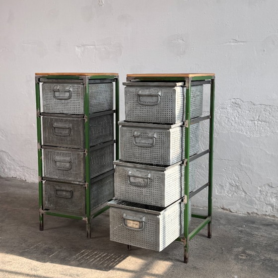 Image 1 of Industrial Steel & Perforated Metal Storage Cabinet / Shoe Rack