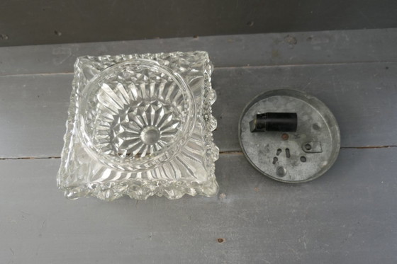 Vintage Glass Ceiling light / Wall lamp pressed glass flower – Metal (photo 4 of 13)