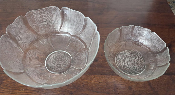 Image 1 of Set van 2 glazen saladeschalen – Ø 30 cm + Ø 22 cm