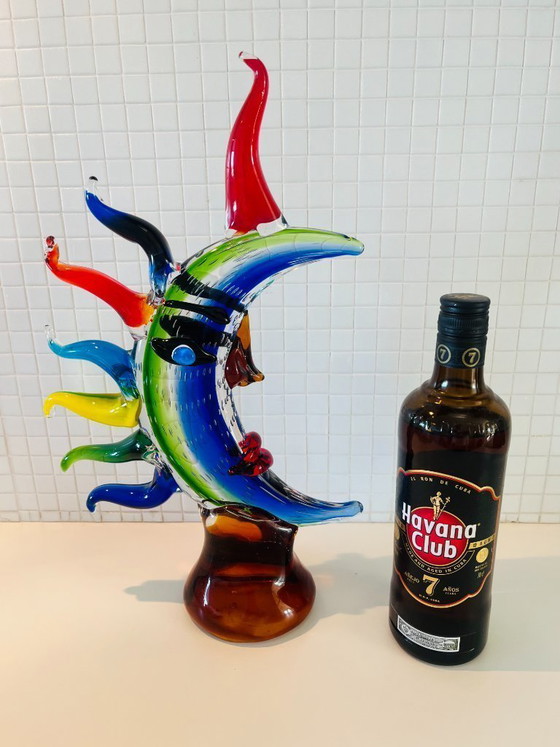 Moon Face Murano Picasso Stijl Glazen Sculptuur Meerkleurig Handgeblazen Kunst – Decoratieve objecten, Glass (photo 2 of 7)